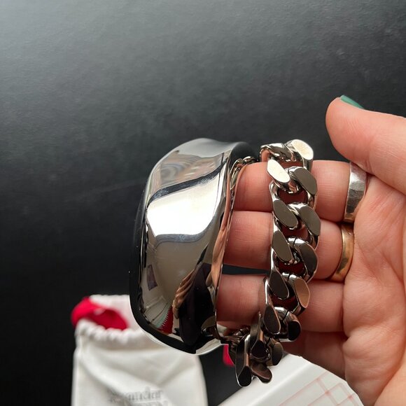 NWT Alexander McQueen Molten Chain Cuff Bracelet Silver Sz Small - Picture 13 of 16